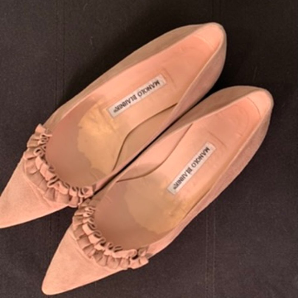 Blush Suede Pointed Flat